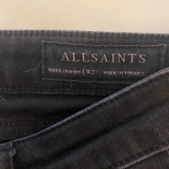 All Saints Biker Cropped Jeans Sz 27 - Picture 2 of 6